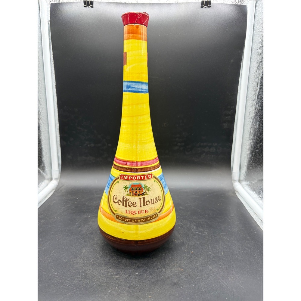 Vintage Coffee House Liqueur Decanter Hand Painted Secla Portugal Ceramic Bottle